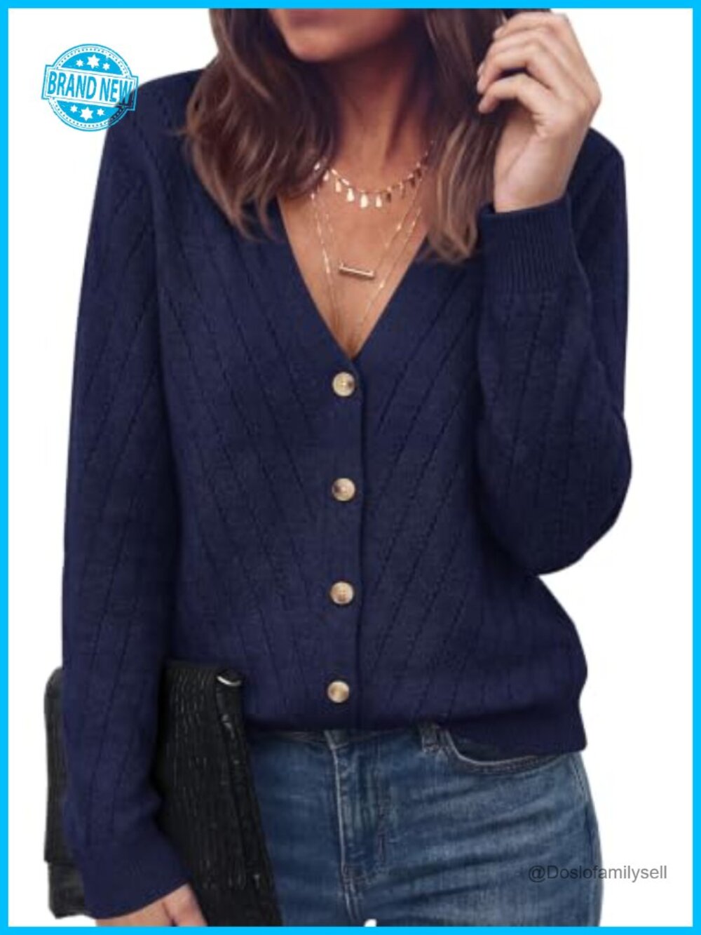 Cozy Button Down Cardigan Sweater with V-Neck Long Sleeve